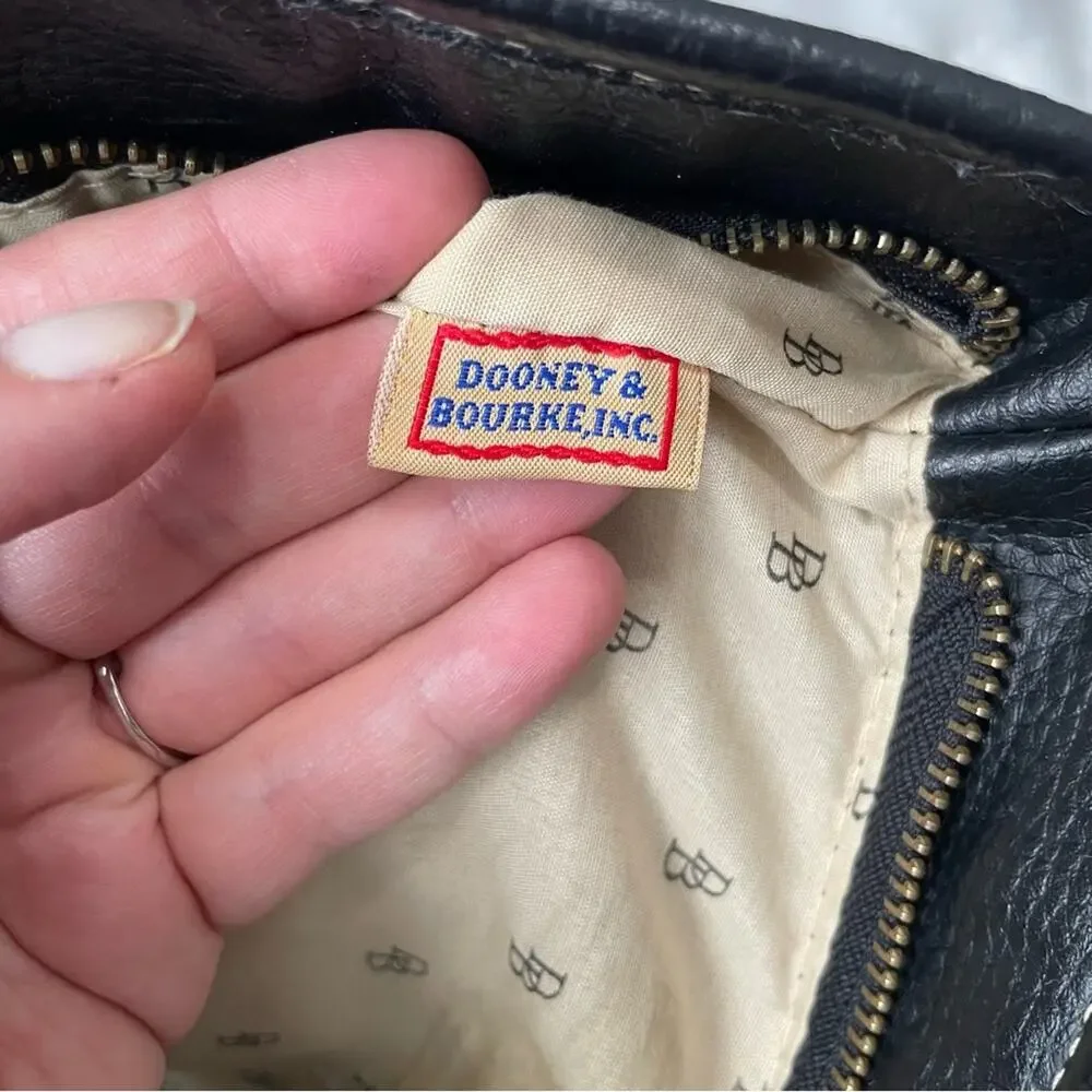 Dooney & Bourke tan logo brown large satchel zippers inner pockets